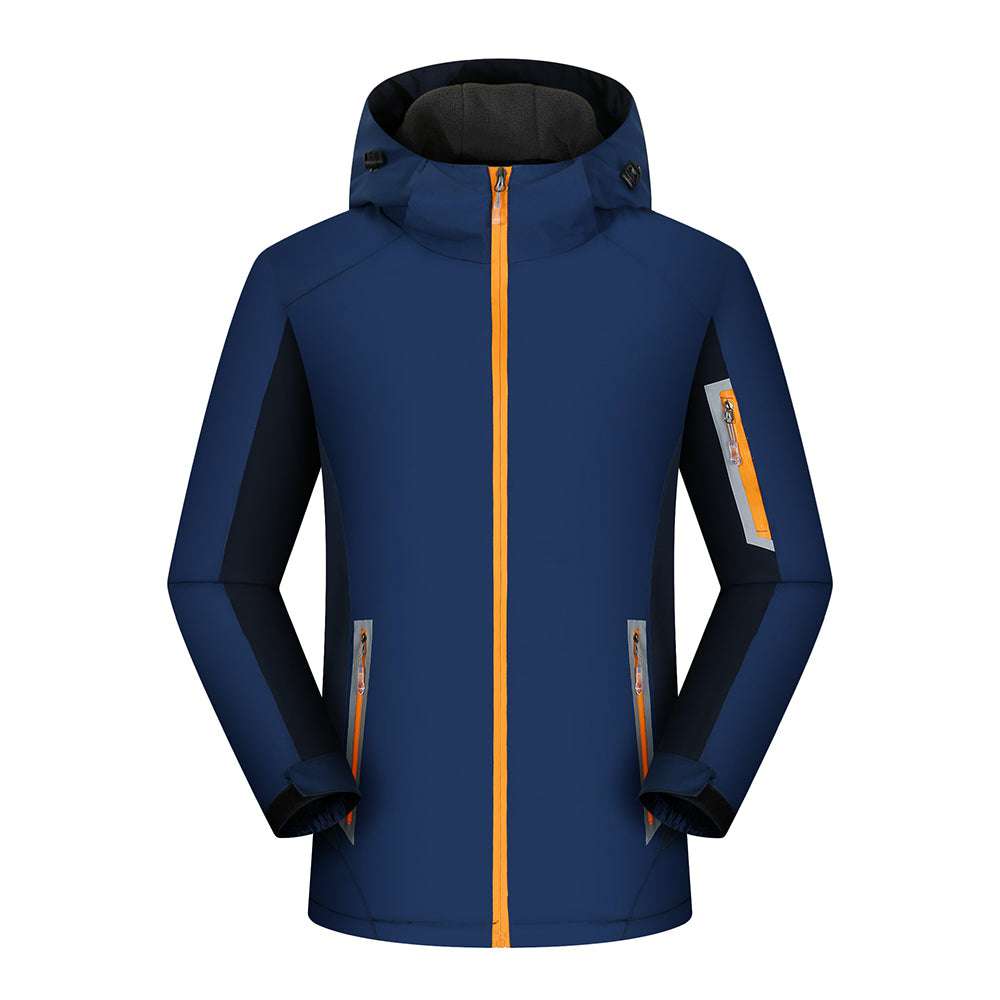 Couples style reflective warm outdoor hooded jacket