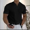 Men's Solid Color V-Neck Slim Fit Short Sleeve
