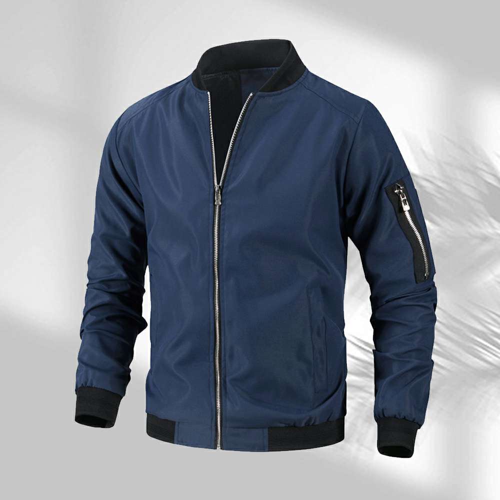 Men's Solid Color Stand Collar Casual Jacket