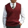 Men's cable plain color V-neck casual knitted vest