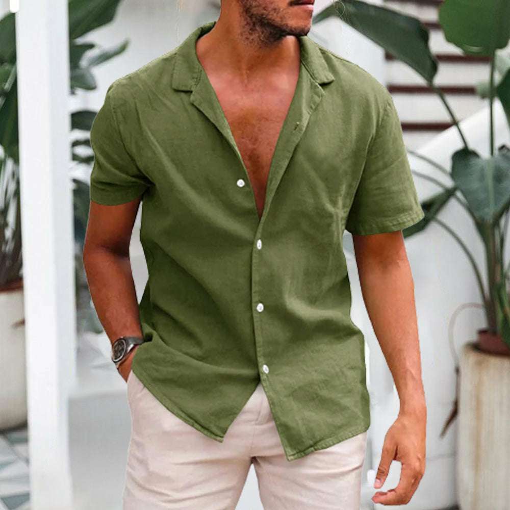 Short-sleeved shirt in breathable linen for men Short-sleeved shirt in breathable linen for men
