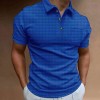 New waffle men's polo shirt short sleeve button down T-shirt top P1114