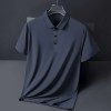 Summer new high-end men's ice silk seamless business short-sleeved lapel polo shirt Summer new high-end men's ice silk seamless business short-sleeved lapel polo shirt