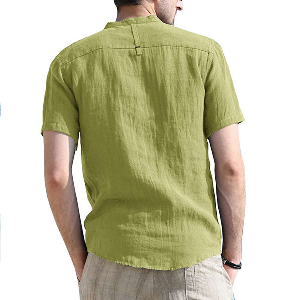 Solid Color Henley Collar Short Sleeve Shirt Solid Color Henley Collar Short Sleeve Shirt