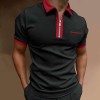 Fashion men's color block zip collar short sleeve polo shirt P1132 Fashion men's color block zip collar short sleeve polo shirt P1132