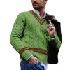 Autumn/Winter Men's V-Neck Striped Colorblock Sweater Autumn/Winter Men's V-Neck Striped Colorblock Sweater