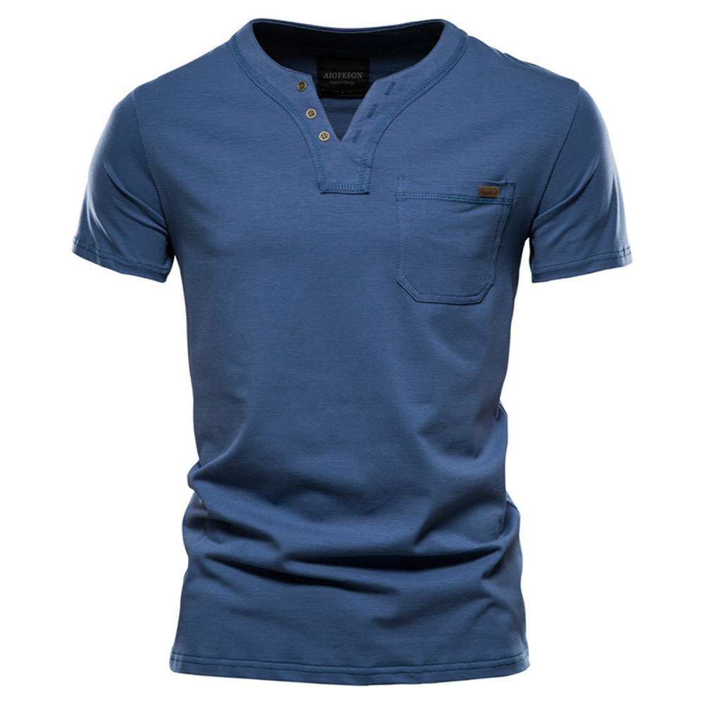 Summer new men's casual v-neck trend slim cotton short-sleeved T-shirt Summer new men's casual v-neck trend slim cotton short-sleeved T-shirt