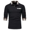 New Men's Plaid Long Sleeve Color Matching Polo Shirt New Men's Plaid Long Sleeve Color Matching Polo Shirt