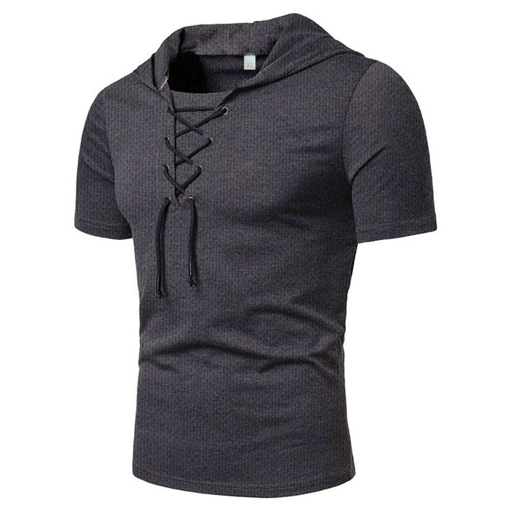 Lace-up short-sleeved hooded T-shirt P1055 Lace-up short-sleeved hooded T-shirt P1055