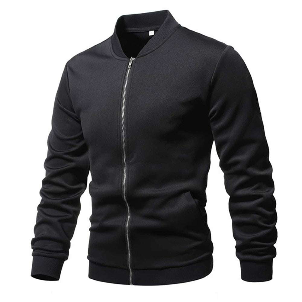 Fashion Men's Black Stand Collar Versatile Jacket Fashion Men's Black Stand Collar Versatile Jacket