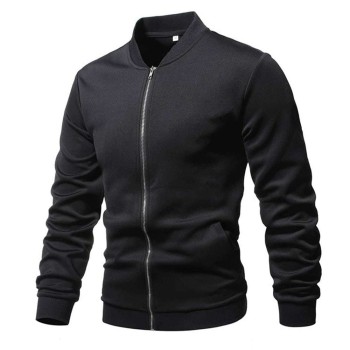 Fashion Men's Black Stand Collar Versatile Jacket