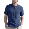Solid Color Henley Collar Short Sleeve Shirt Solid Color Henley Collar Short Sleeve Shirt