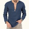 Cotton linen deep v-neck solid color large size long-sleeved T-shirt shirt Cotton linen deep v-neck solid color large size long-sleeved T-shirt shirt