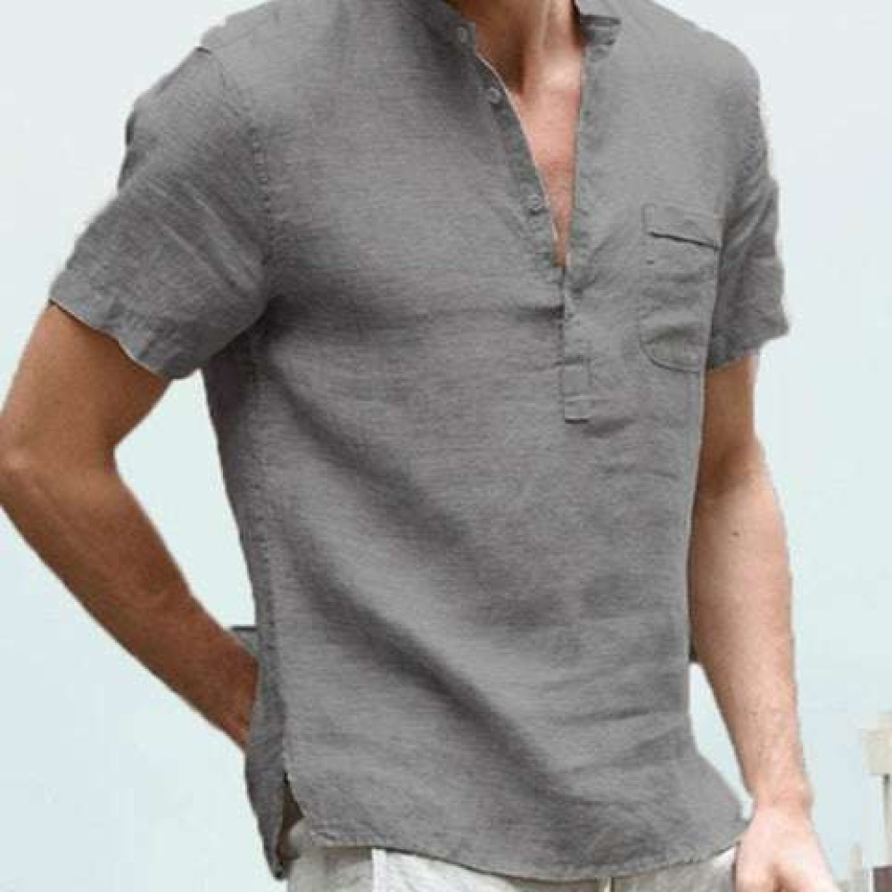 Men's Solid Color Short Sleeve Shirt Men's Solid Color Short Sleeve Shirt