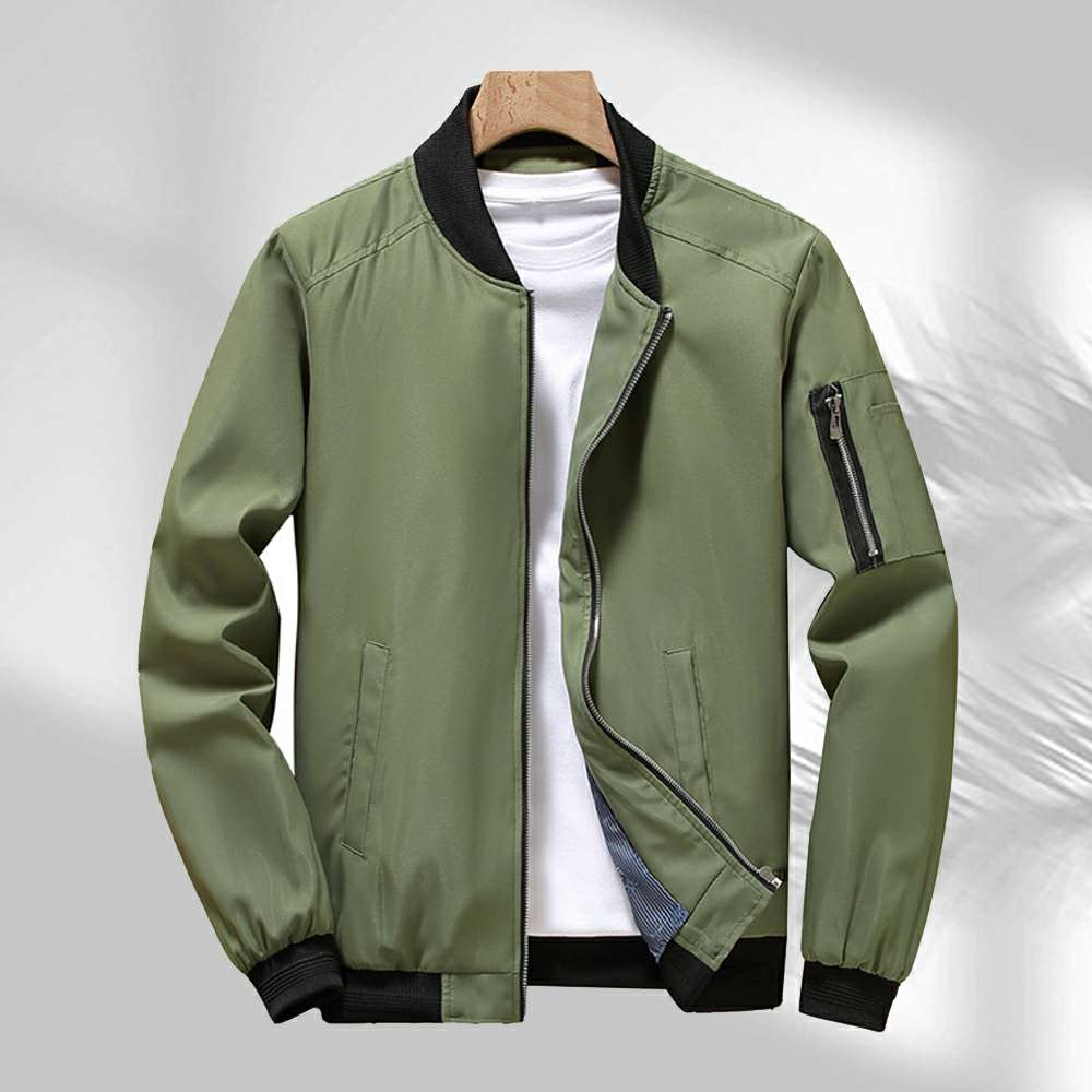 Men's Solid Color Stand Collar Casual Jacket