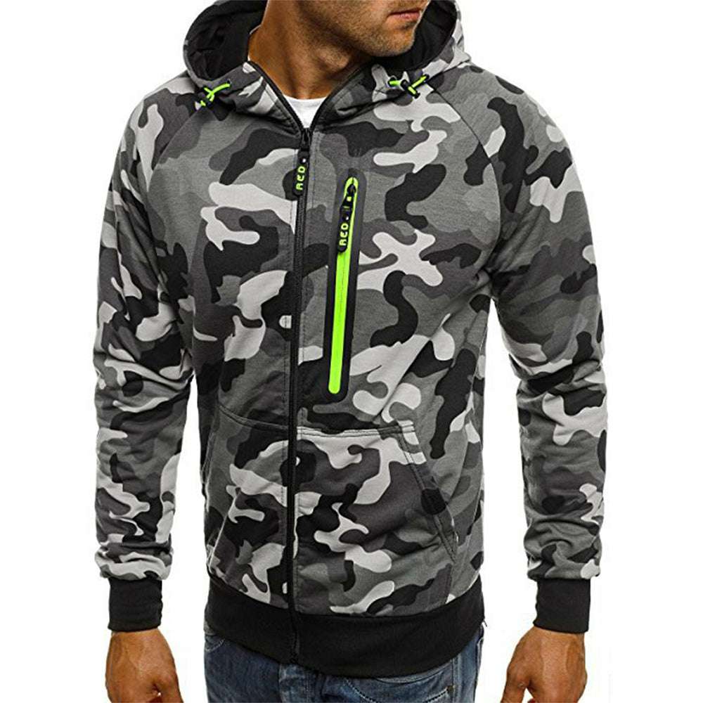 Men's camouflage hooded zipper cardigan sweater jacket P1209 Men's camouflage hooded zipper cardigan sweater jacket P1209