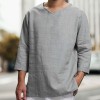 Men's new cotton and linen V-neck long-sleeved loose shirt Men's new cotton and linen V-neck long-sleeved loose shirt