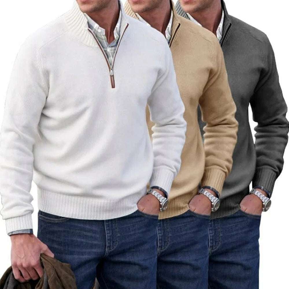 Men's Fashion Stand Collar Zipper Thermal Sweater