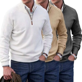 Men's Fashion Stand Collar Zipper Thermal Sweater
