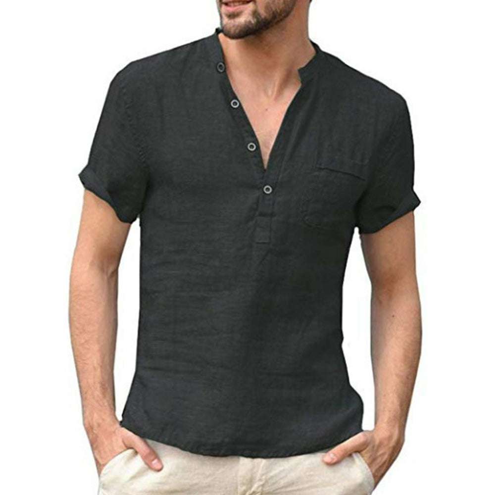 Men's Solid Color Short Sleeve Shirt Men's Solid Color Short Sleeve Shirt