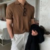 Summer new men's thin section solid color knitted POLO shirt with short sleeves P1107 Summer new men's thin section solid color knitted POLO shirt with short sleeves P1107