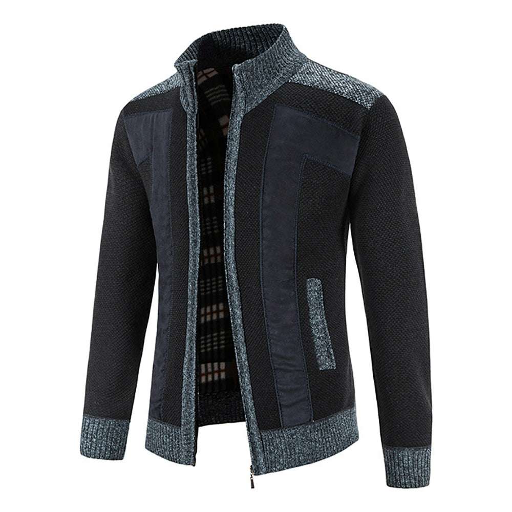 Men's Warm Fashion Stitched Fleece Knitted Cardigan P1180