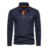 New Men's Fawn Embroidered Solid Color Long Sleeve Polo Shirt New Men's Fawn Embroidered Solid Color Long Sleeve Polo Shirt