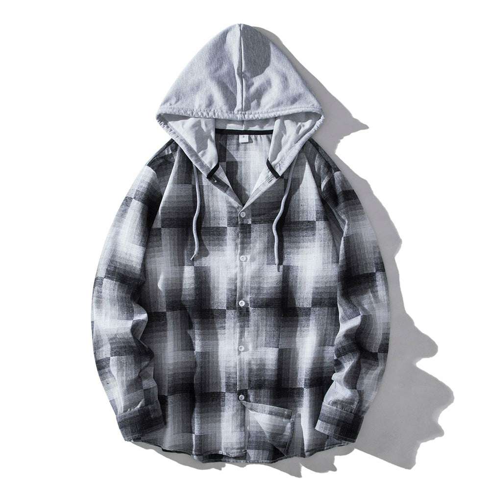 Men's Plaid Hooded Shirt P1245 Men's Plaid Hooded Shirt P1245