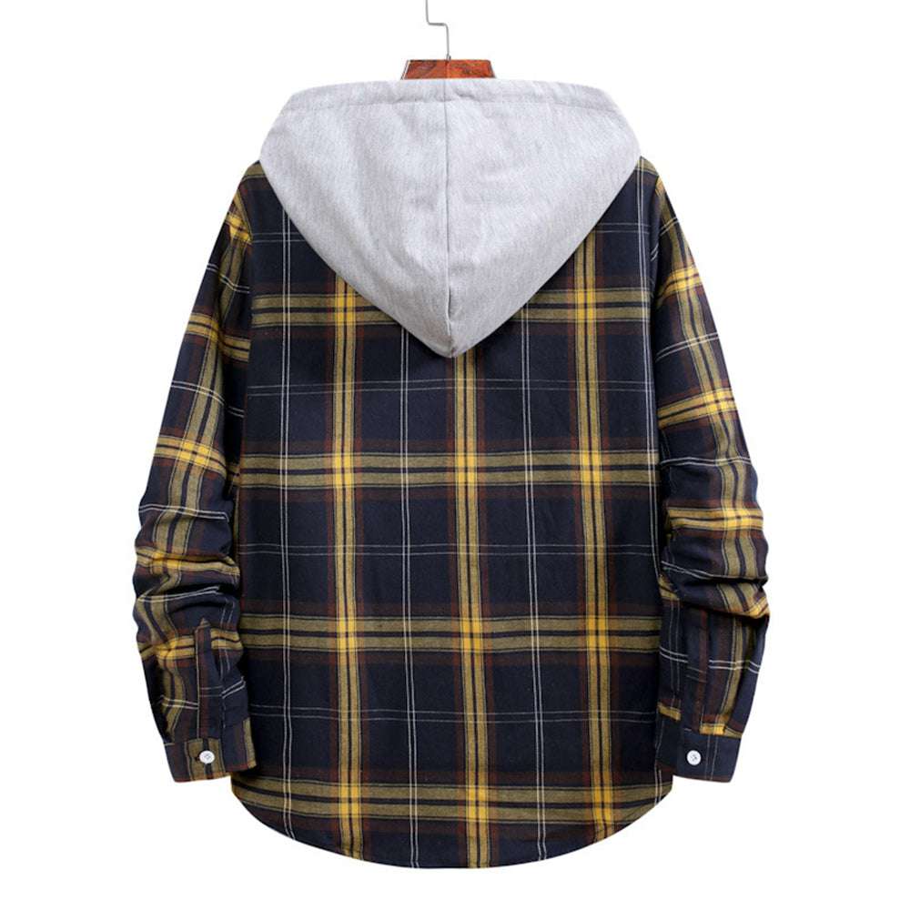 Men's Plaid Hooded Long Sleeve Shirt Jacket P1222 Men's Plaid Hooded Long Sleeve Shirt Jacket P1222