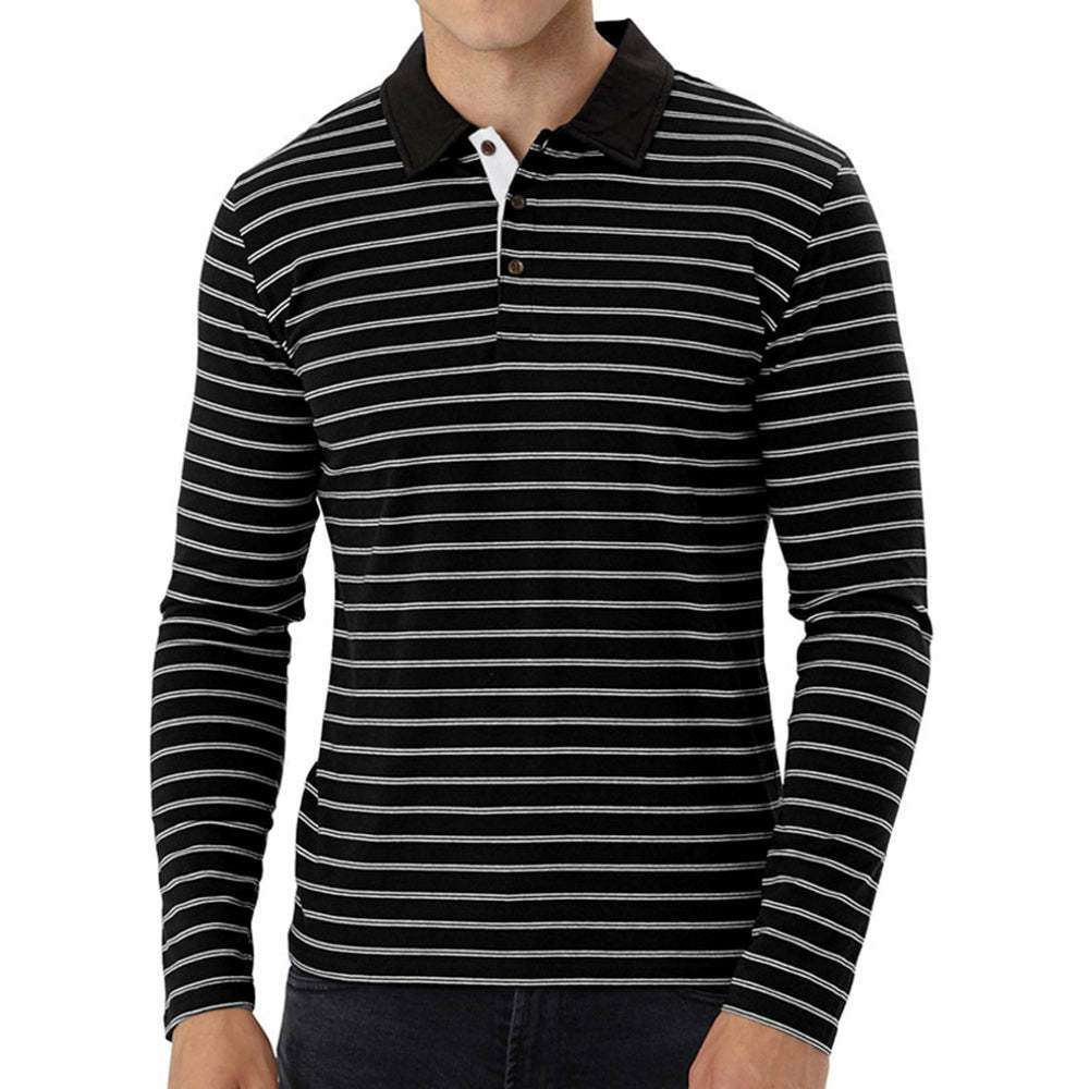 New Men Striped Casual Breathable Long Sleeve Polo Shirt New Men Striped Casual Breathable Long Sleeve Polo Shirt
