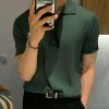 Summer new men's thin section solid color knitted POLO shirt with short sleeves P1107 Summer new men's thin section solid color knitted POLO shirt with short sleeves P1107