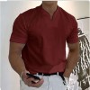 Men's Solid Color V-Neck Slim Fit Short Sleeve