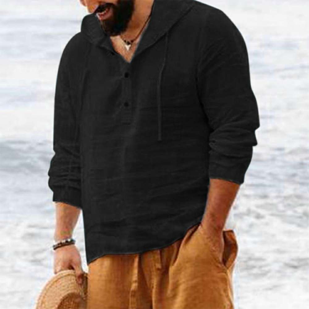 Spring Summer Men's Casual Loose Linen Hoodie