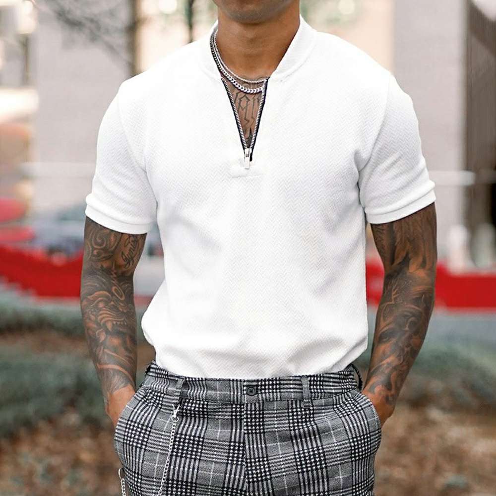 Summer New Men's Casual Tight Zipper POLO Short Sleeves P1139 Summer New Men's Casual Tight Zipper POLO Short Sleeves P1139