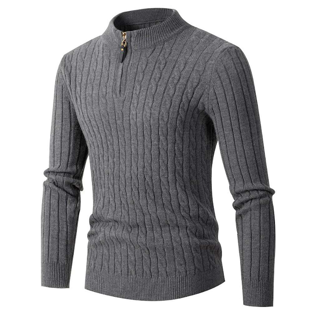 Autumn new men's zipper half-high collar twist knit bottoming shirt Autumn new men's zipper half-high collar twist knit bottoming shirt