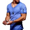 Men's Zipper Short Sleeve V-Neck T-Shirt