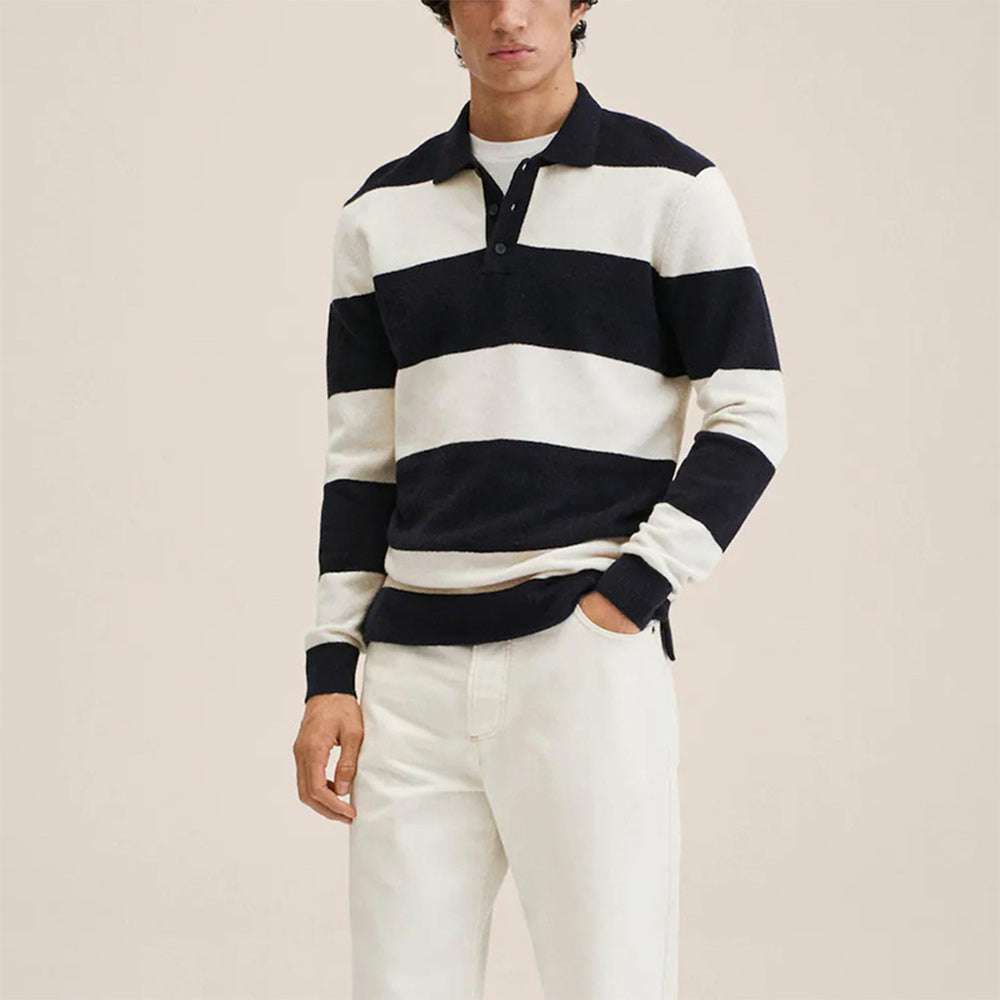 Men's Fashion Black and White Striped Knitwear P1097