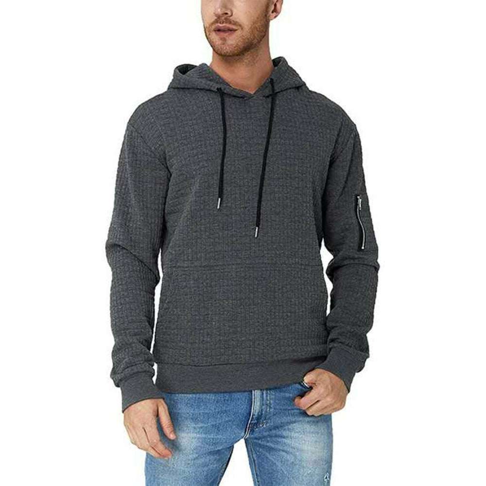 Trendy Men's Jacquard Zip Pocket Long Sleeve Sweatshirt P1150