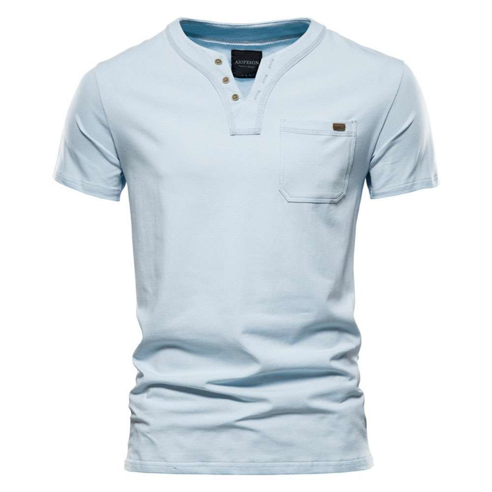 Summer new men's casual v-neck trend slim cotton short-sleeved T-shirt Summer new men's casual v-neck trend slim cotton short-sleeved T-shirt