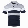 Striped color matching fashion lapel polo shirt men's short sleeves P1135 Striped color matching fashion lapel polo shirt men's short sleeves P1135