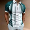 Short sleeve striped zip summer polo for men P1124 Short sleeve striped zip summer polo for men P1124