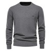 Autumn and winter new men's solid color striped pullover sweater