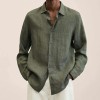 New loose solid color cotton and linen shirt for men New loose solid color cotton and linen shirt for men