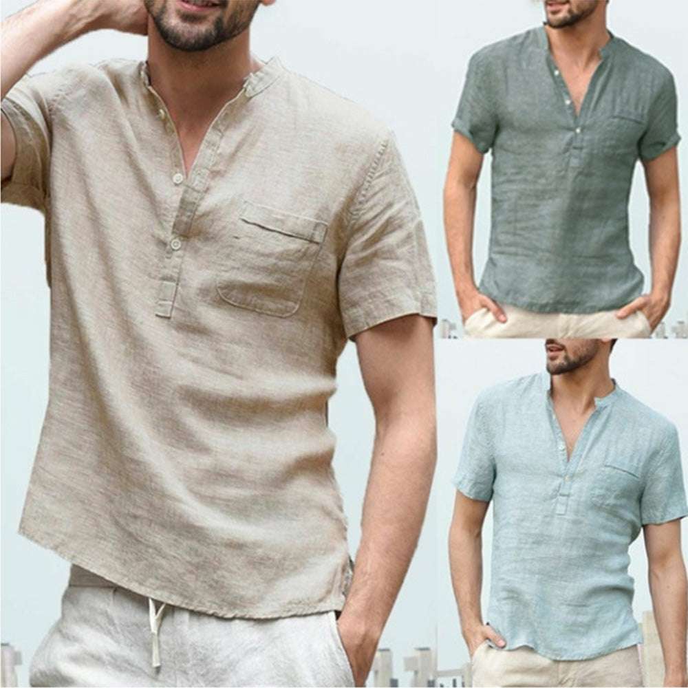 Men's Solid Color Short Sleeve Shirt Men's Solid Color Short Sleeve Shirt