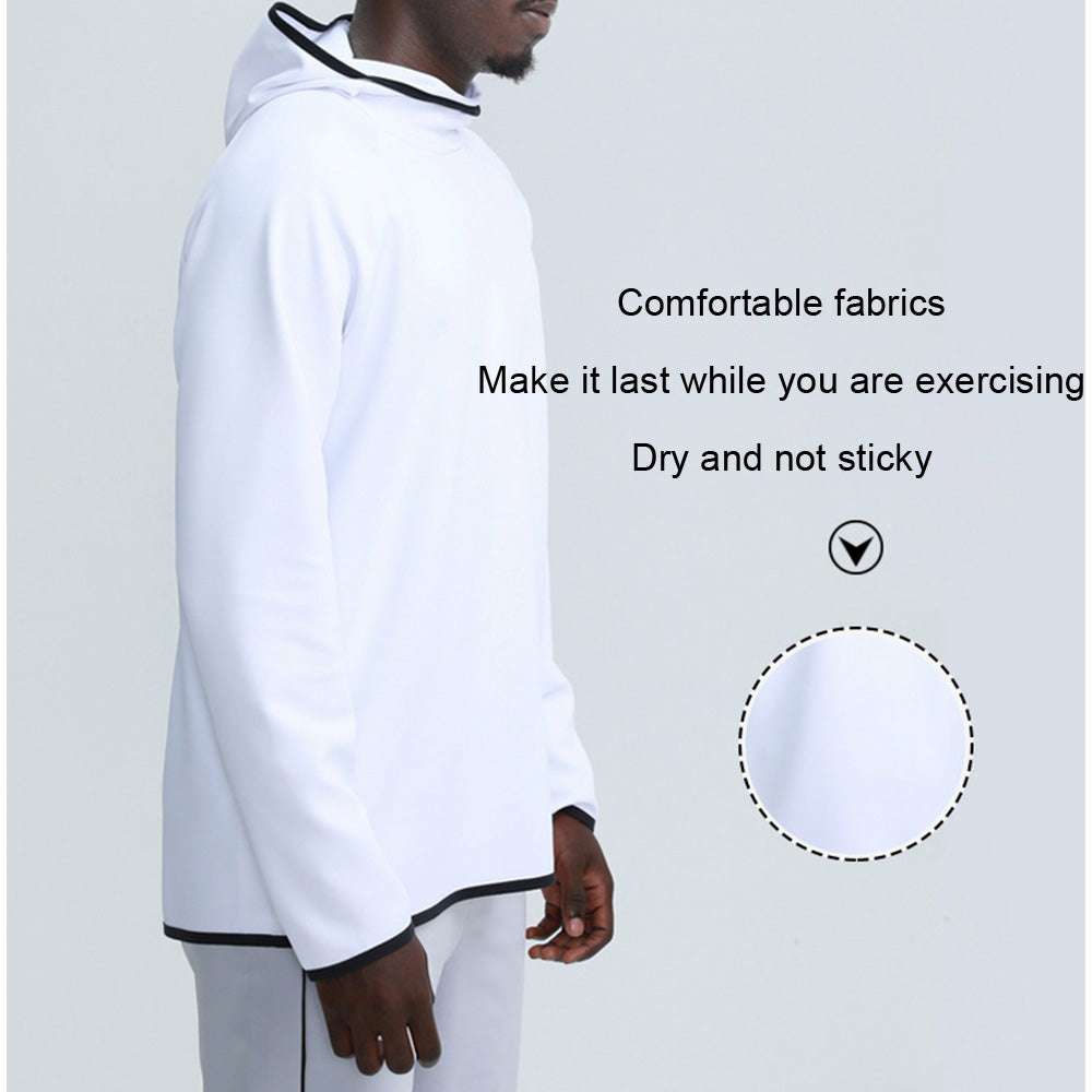 Men's Long Sleeve Solid Color Hooded Professional Sports Sweatshirt