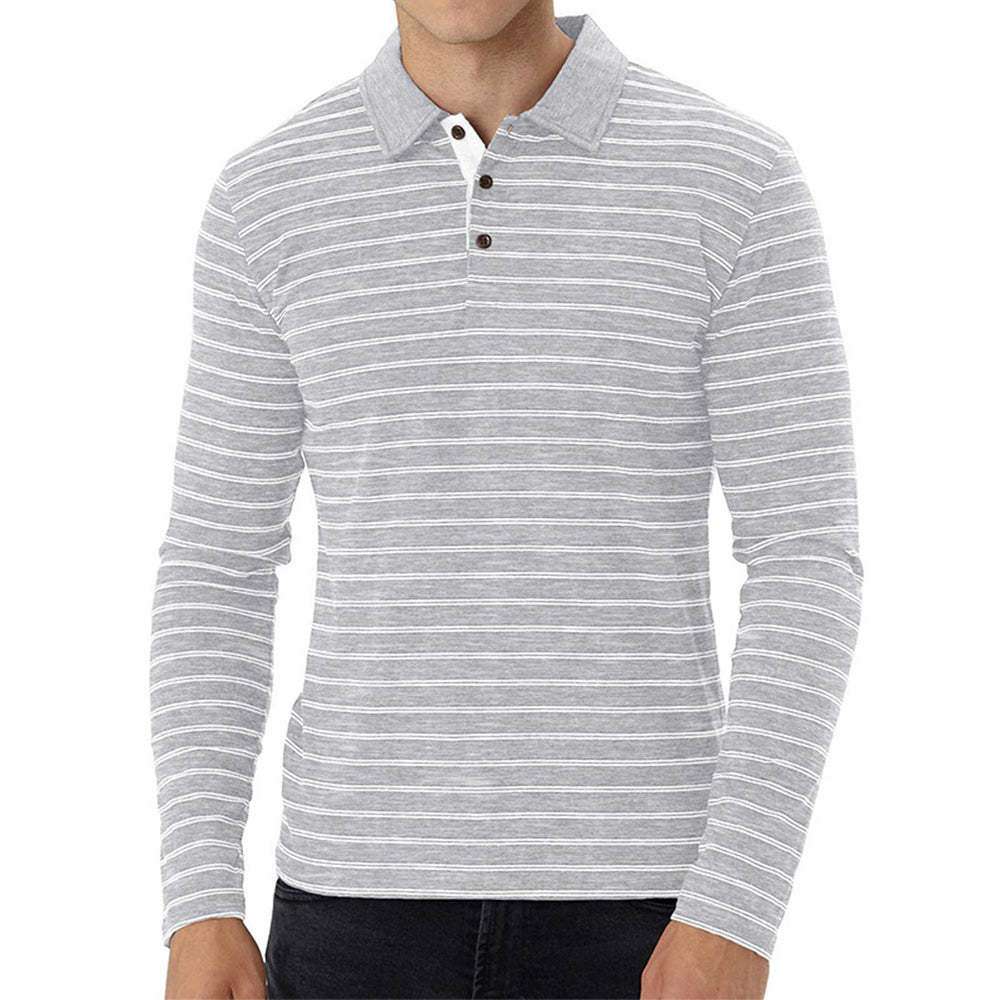 New Men Striped Casual Breathable Long Sleeve Polo Shirt New Men Striped Casual Breathable Long Sleeve Polo Shirt