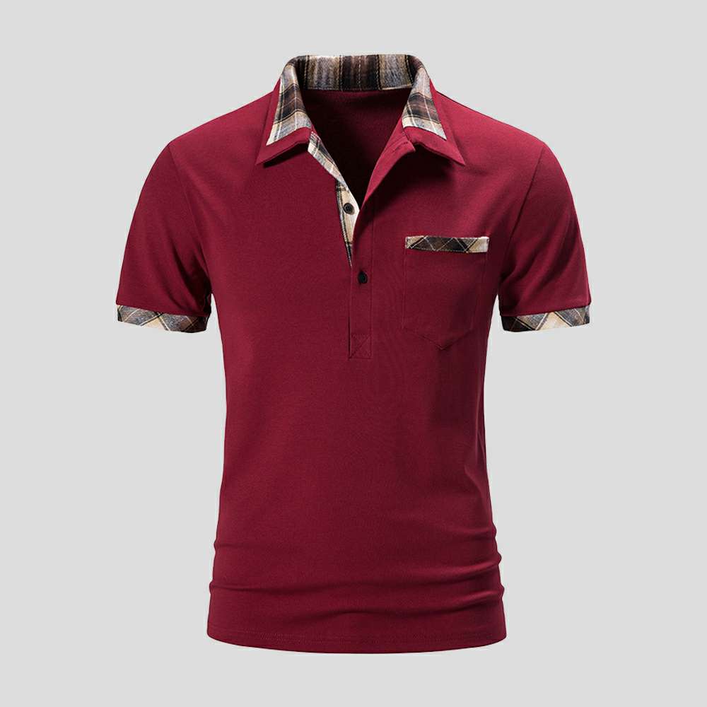 Summer new color-block plaid men's casual polo shirts P1118