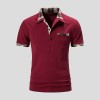Summer new color-block plaid men's casual polo shirts P1118