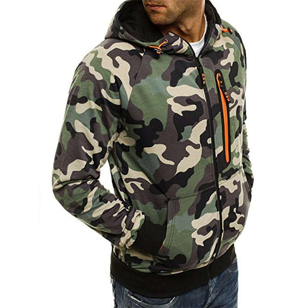 Men's camouflage hooded zipper cardigan sweater jacket P1209 Men's camouflage hooded zipper cardigan sweater jacket P1209