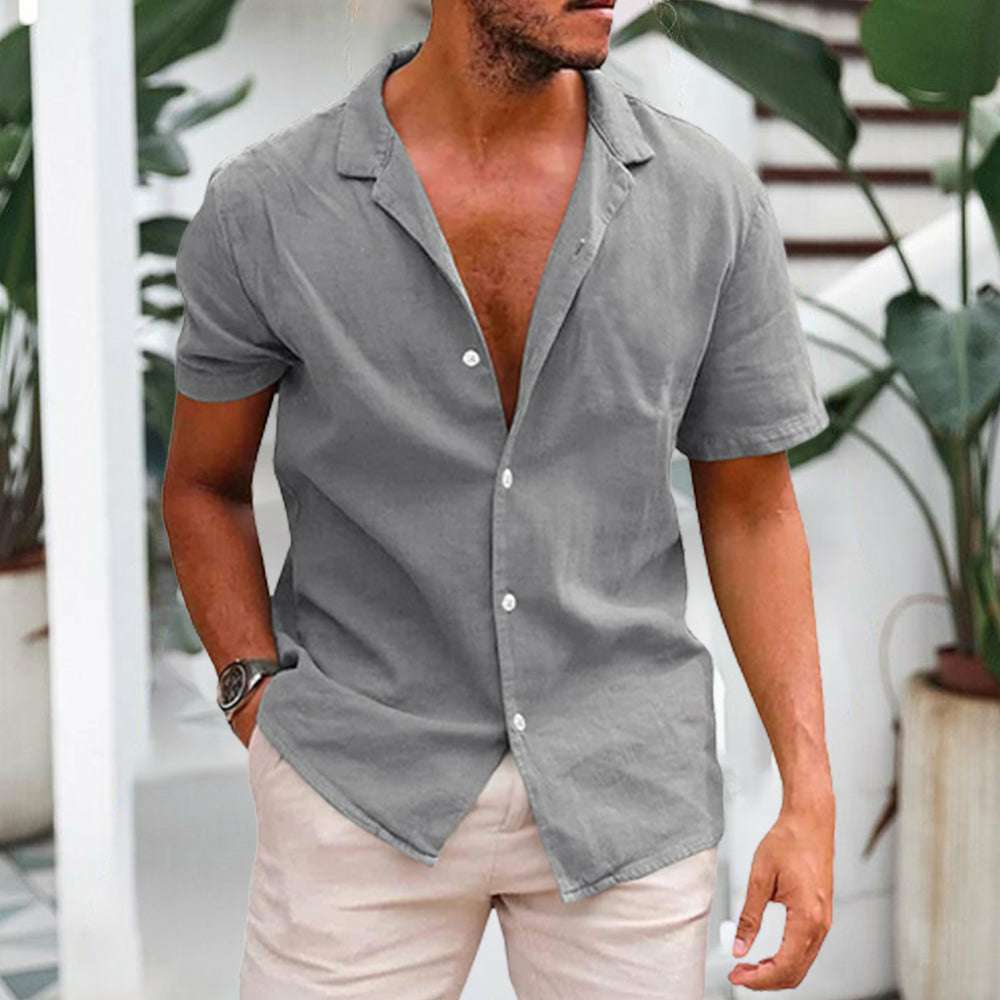 Short-sleeved shirt in breathable linen for men Short-sleeved shirt in breathable linen for men